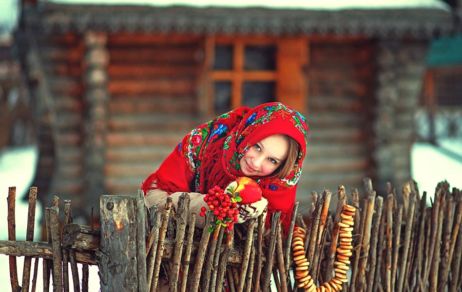 Sexy girl Women in Slavic costumes in Chongju